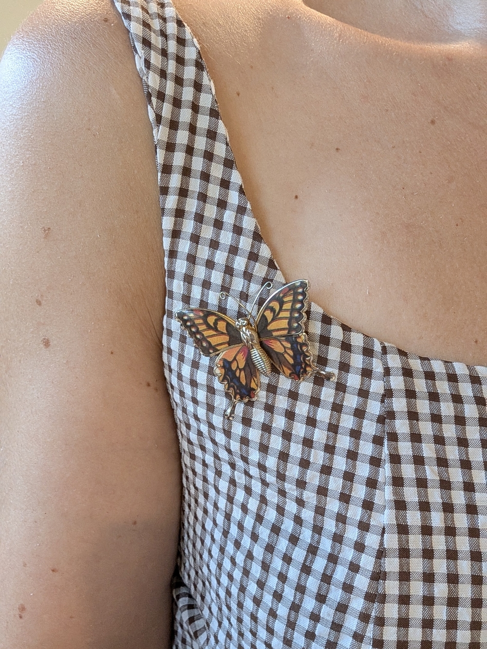 Orange Butterfly Brooch Pin